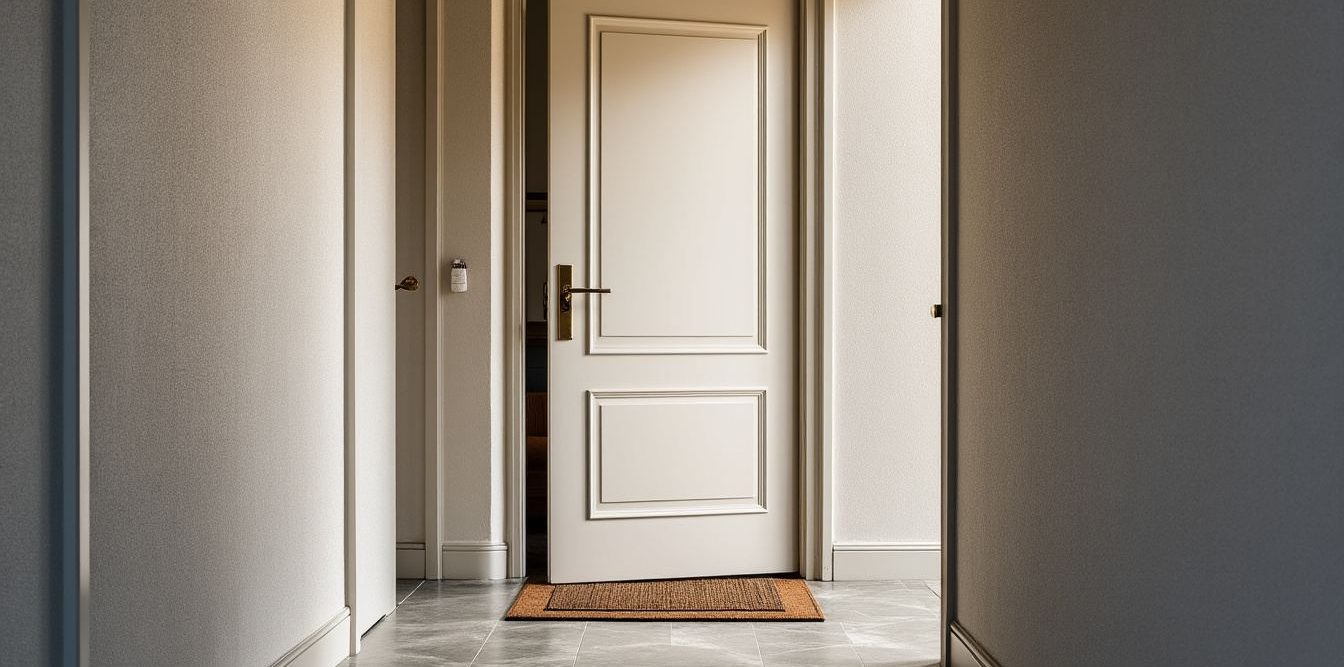 Porte d’entrée d’un appartement entrouverte