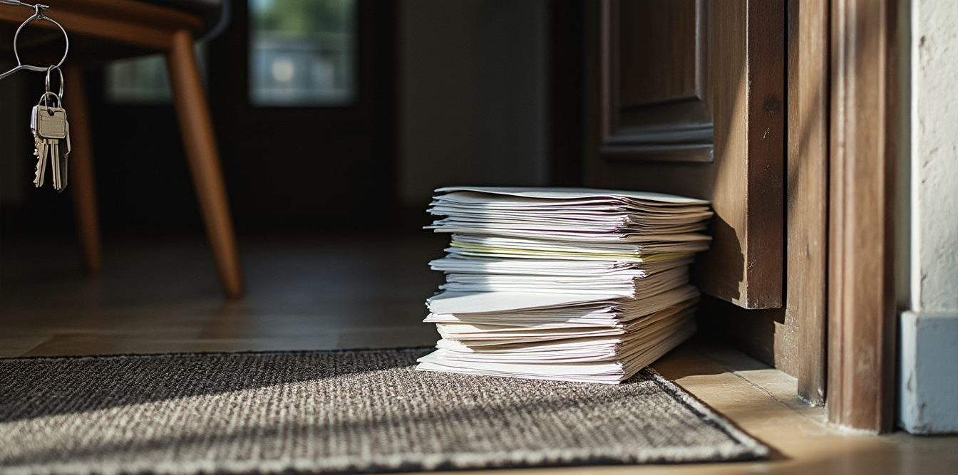 Courrier en attente dans l’entrée d’un logement loué