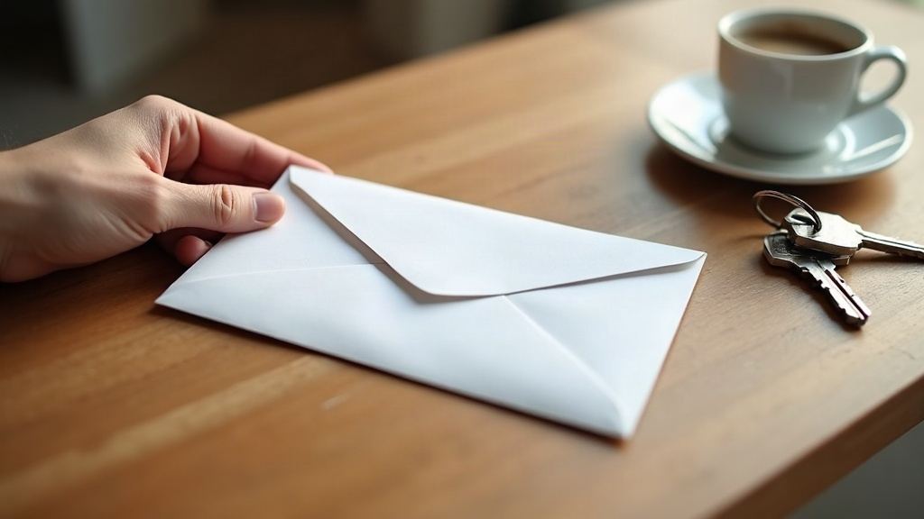 Enveloppe et clés de logement sur une table